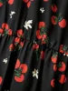 Tomato Print Heart Neckline Ruffle Cap Sleeve Dress sold by Bloomchic
