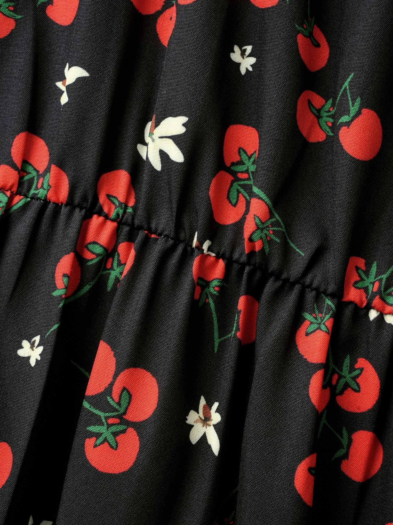 Tomato Print Heart Neckline Ruffle Cap Sleeve Dress sold by Bloomchic product image thumbnail 5