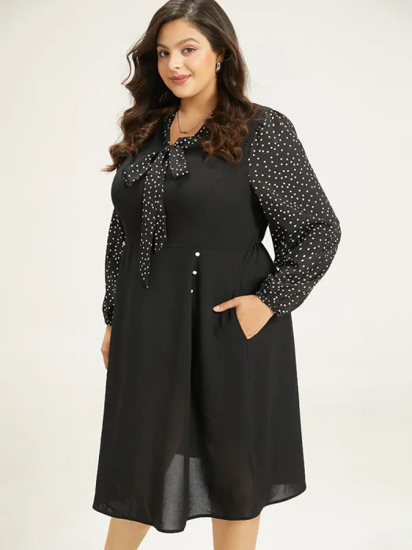 Polka Dot Ties Pocket Button Detail Dress sold by Bloomchic