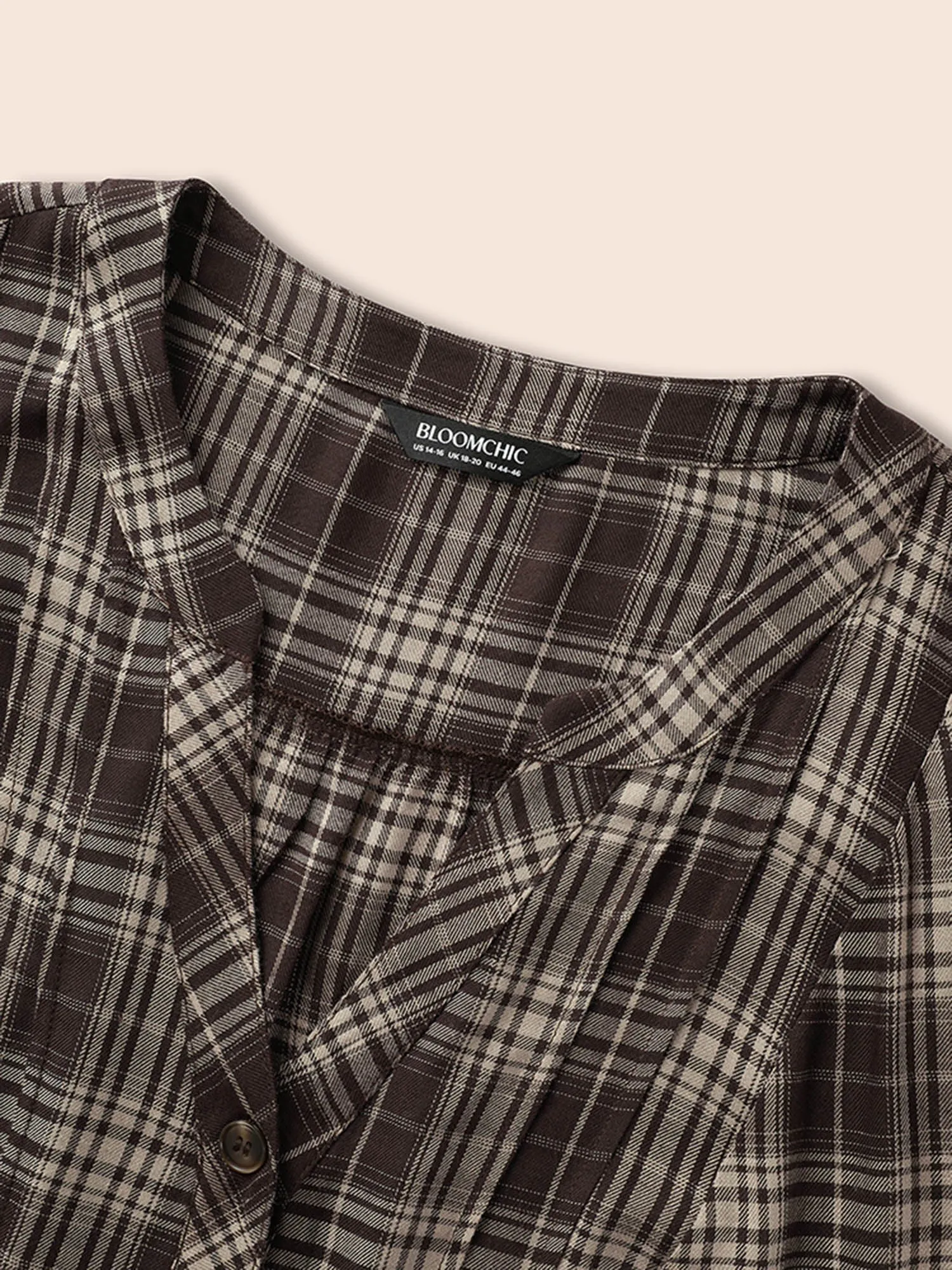 Plaid Pleated Button Placket Blouse sold by Bloomchic product image thumbnail 5