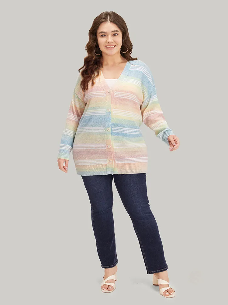 Rainbow Ombre Elastic Cuffs Button Up Cardigan sold by Bloomchic product image thumbnail 3