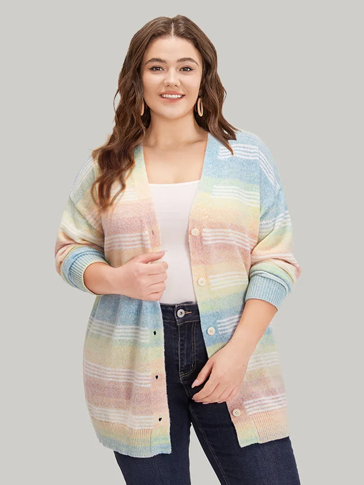 Rainbow Ombre Elastic Cuffs Button Up Cardigan sold by Bloomchic product image thumbnail 5