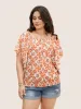 Moroccan Print Square Neck Dolman Sleeve Blouse sold by Bloomchic