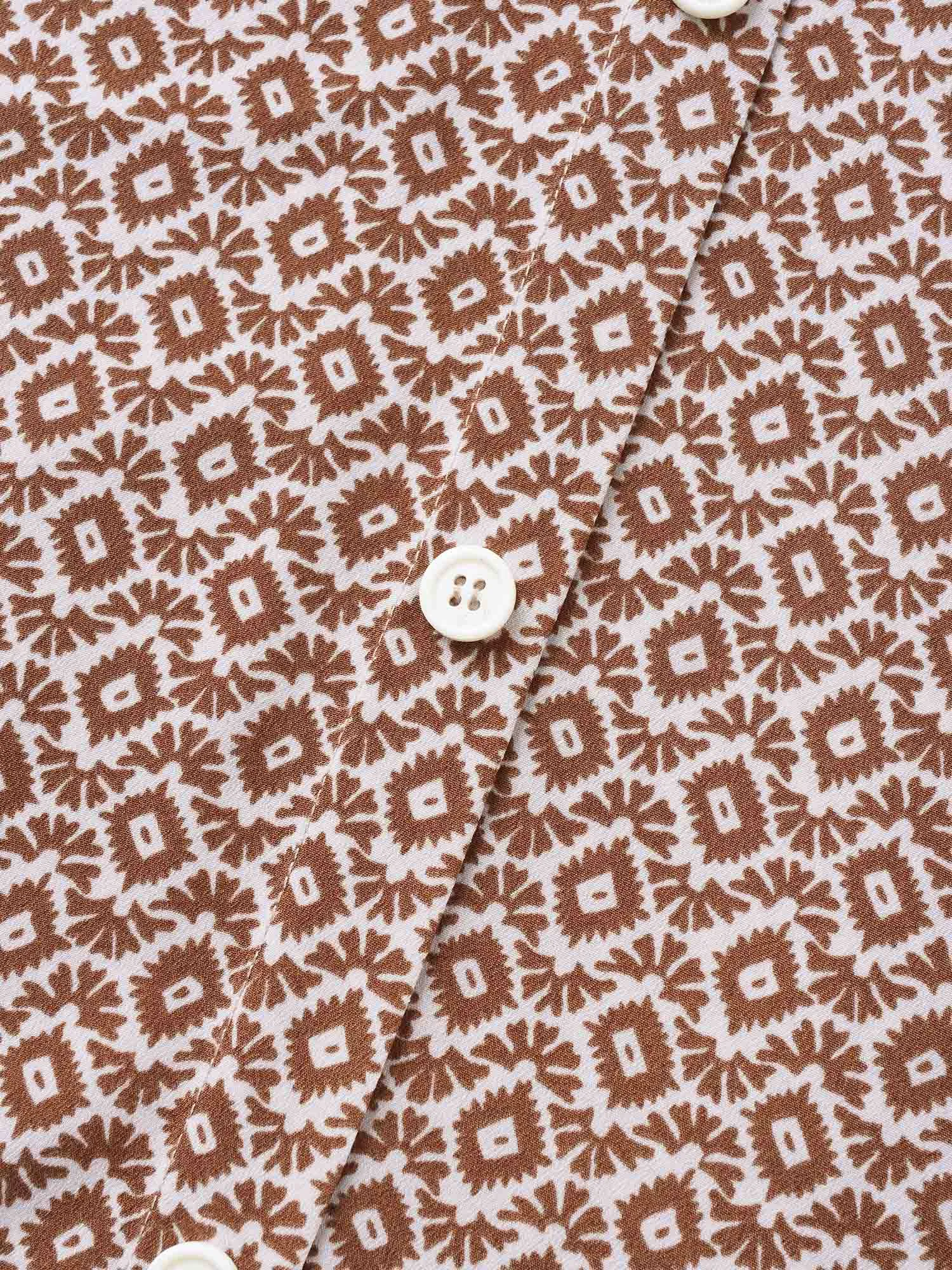 Shirt Collar Geometric Roll Sleeve Pleated Dress sold by Bloomchic product image thumbnail 5