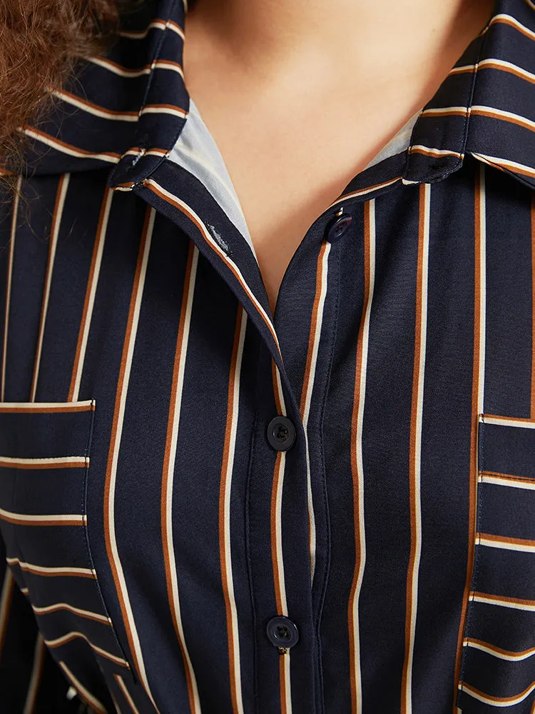 Striped Belted Lantern Sleeve Button Through Dress sold by Bloomchic product image thumbnail 5