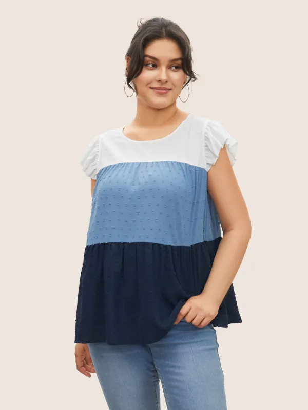 Contrast Texture Gathered Ruffles Tank Top sold by Bloomchic