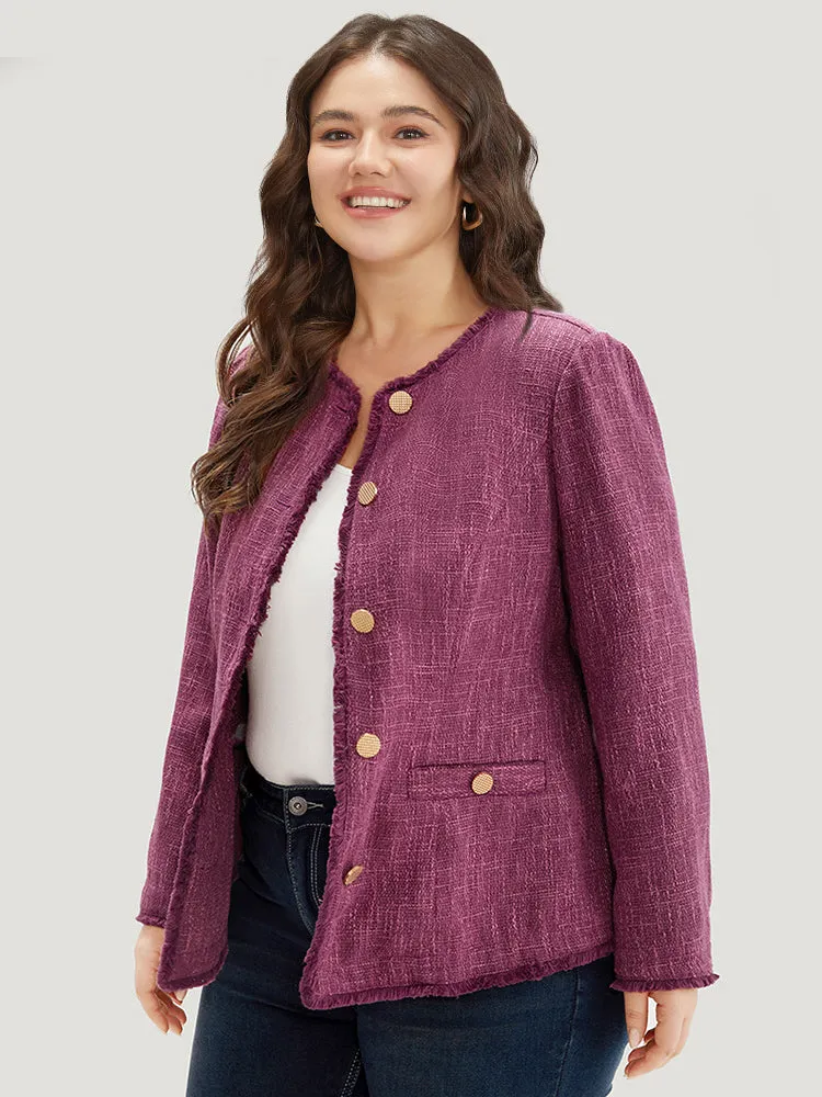 Texture Buckle Detail Fuzzy Trim Jacket sold by Bloomchic product image thumbnail 3