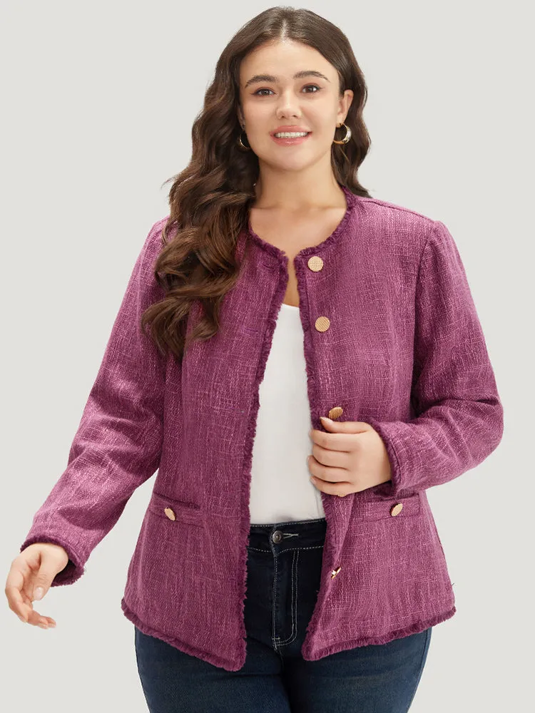Texture Buckle Detail Fuzzy Trim Jacket sold by Bloomchic product image thumbnail 5