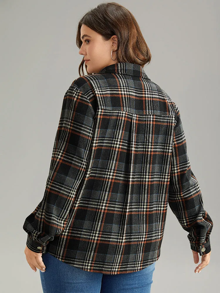 Plaid Button Fly Flap Pocket Shacket sold by Bloomchic product image thumbnail 2