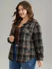 Plaid Button Fly Flap Pocket Shacket sold by Bloomchic