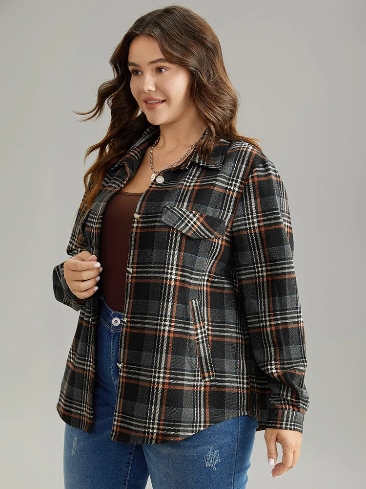 Plaid Button Fly Flap Pocket Shacket sold by Bloomchic product image thumbnail 3