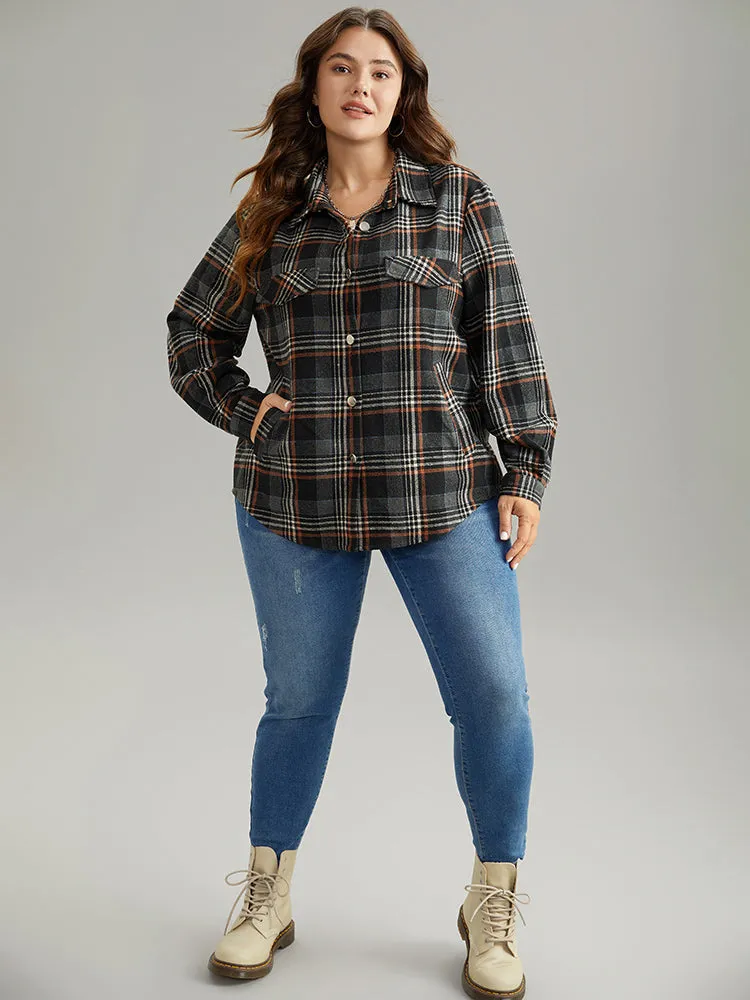 Plaid Button Fly Flap Pocket Shacket sold by Bloomchic product image thumbnail 4