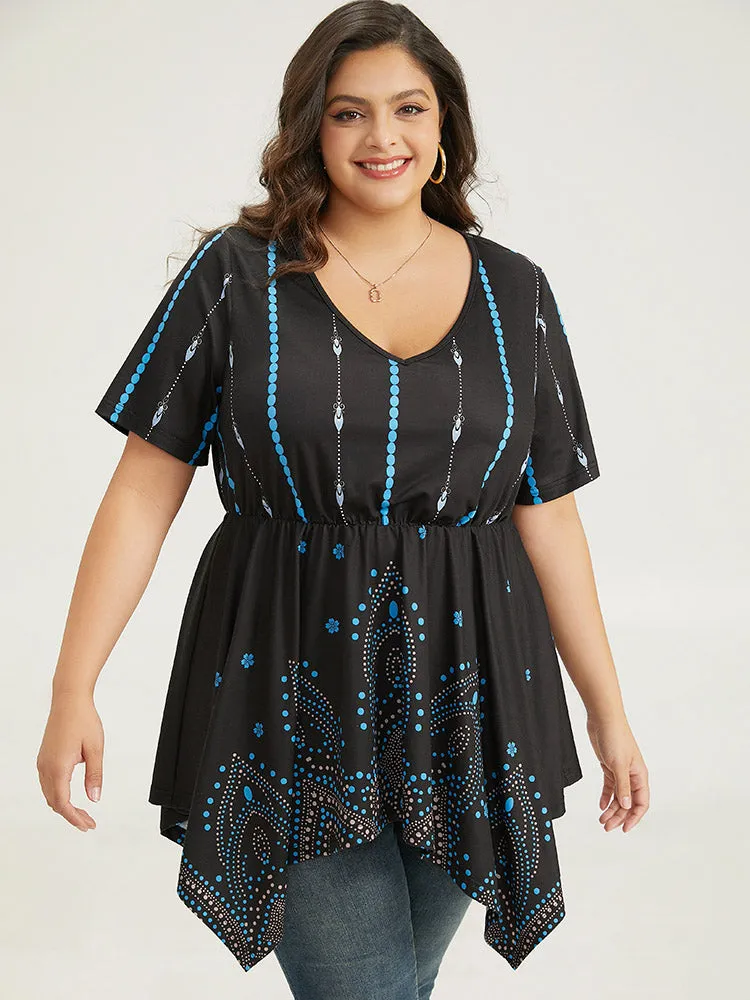 Boho Print Ruffles Hanky Hem T-shirt sold by Bloomchic product image thumbnail 5