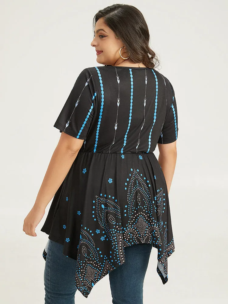 Boho Print Ruffles Hanky Hem T-shirt sold by Bloomchic product image thumbnail 2