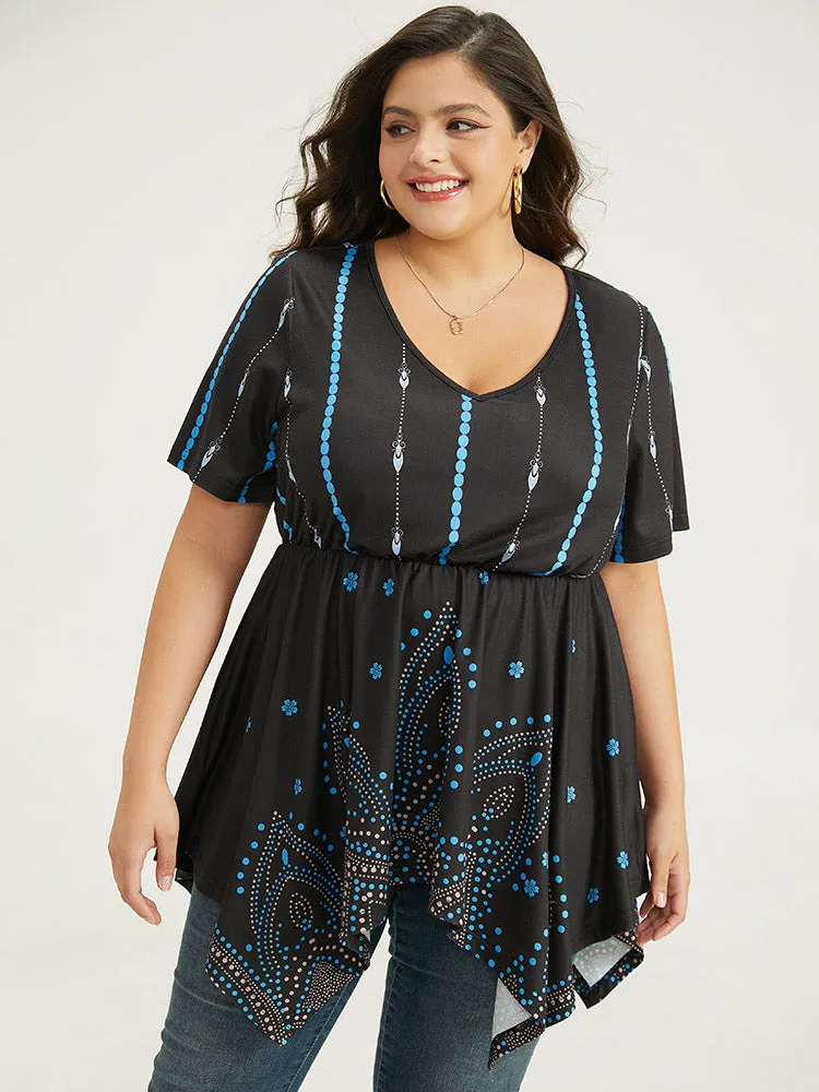 Boho Print Ruffles Hanky Hem T-shirt sold by Bloomchic product image thumbnail 3