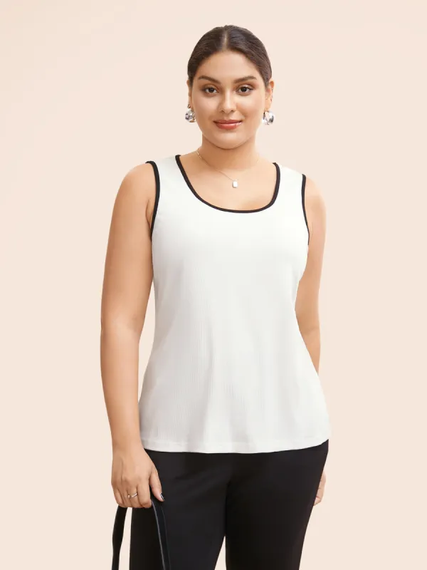 U Neck Texture Contrast Trim T-shirt sold by Bloomchic