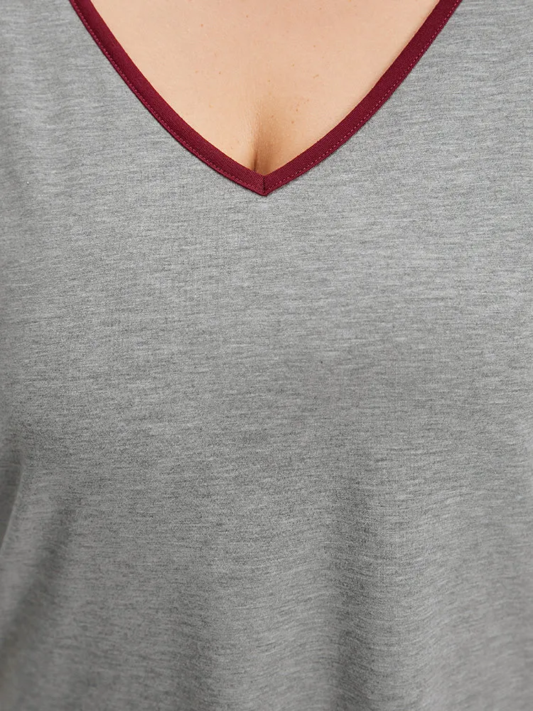 Colorblock Contrast Raglan Sleeve Contrast Trim T-shirt sold by Bloomchic product image thumbnail 5