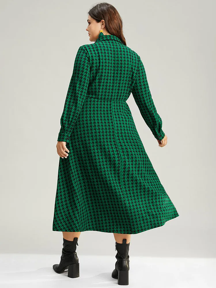 Houndstooth Pocket Button Up Elastic Waist Dress sold by Bloomchic product image thumbnail 4