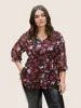 Floral Mesh Patchwork Ruffle Trim Blouse sold by Bloomchic