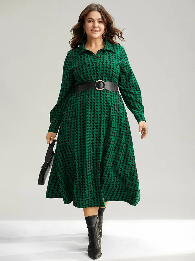 Houndstooth Pocket Button Up Elastic Waist Dress sold by Bloomchic product image thumbnail 2