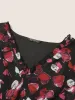 Floral Mesh Patchwork Ruffle Trim Blouse sold by Bloomchic