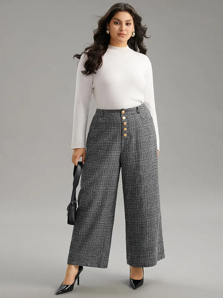 Gingham Textured Metal Detail Wide Leg Pants sold by Bloomchic product image thumbnail 4