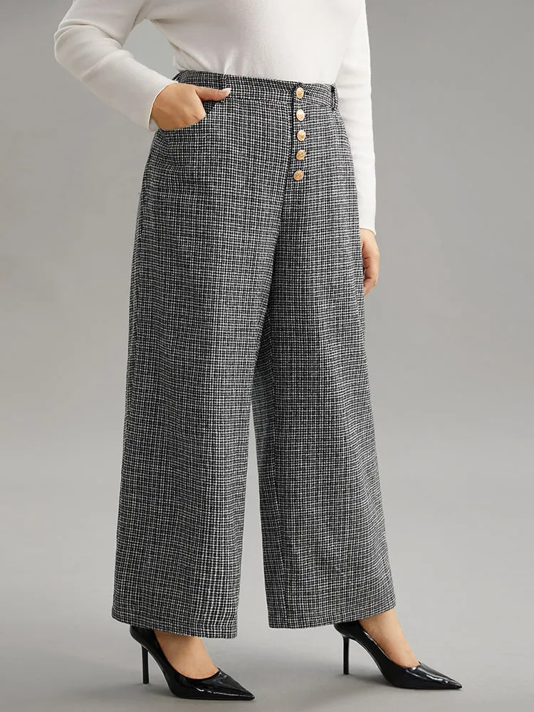 Gingham Textured Metal Detail Wide Leg Pants sold by Bloomchic product image thumbnail 3