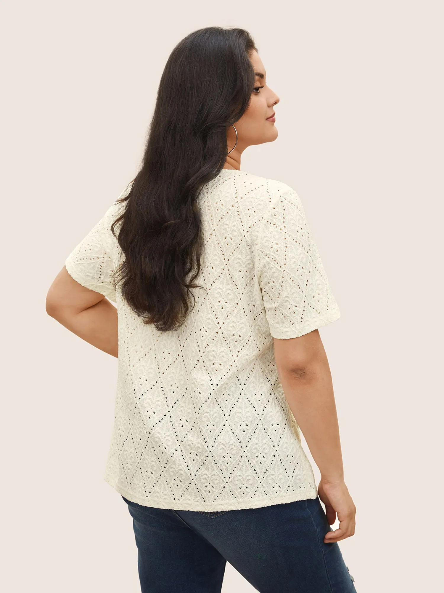 Solid Plisse V Neck Button Detail T-shirt sold by Bloomchic product image thumbnail 2