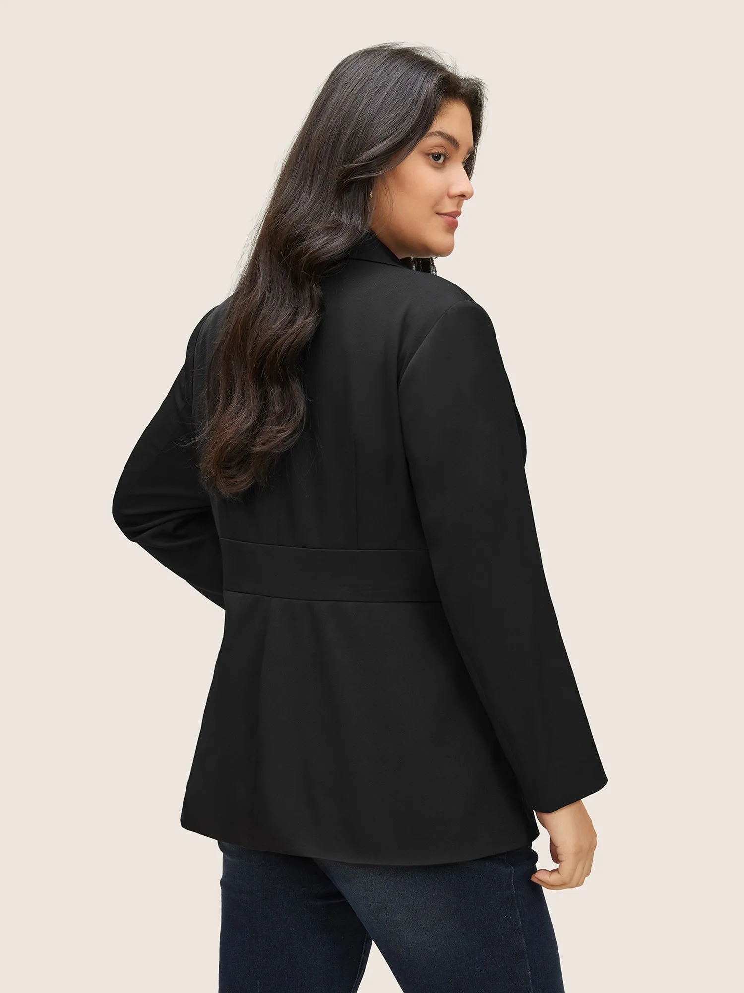 Plain Suit Collar Tummy Control Half Zip Blazer sold by Bloomchic product image thumbnail 5