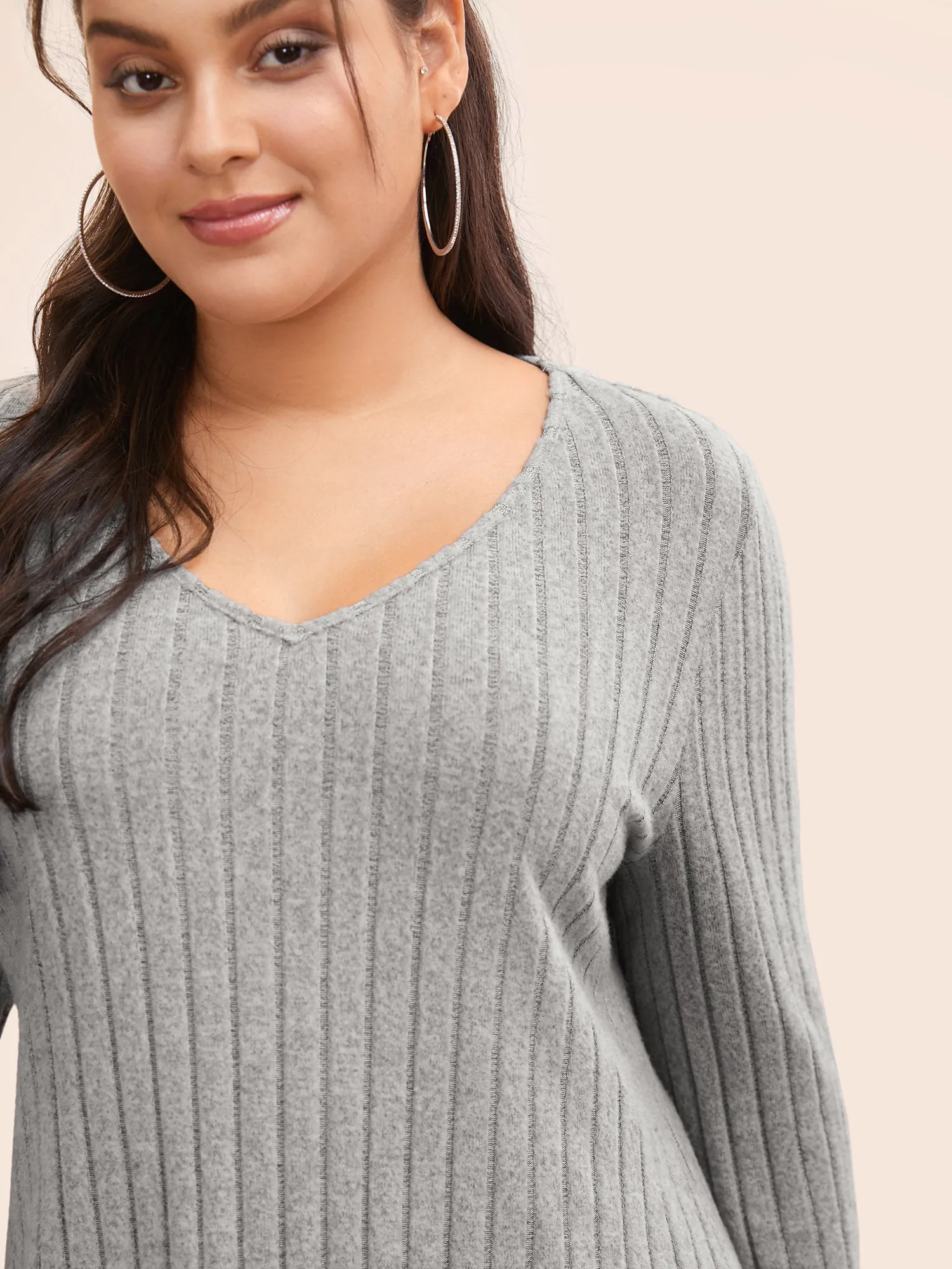 Plain Textured Pit Strip Split Hem T-shirt sold by Bloomchic product image thumbnail 5