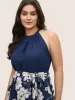 Floral Patchwork Halter Ties High Low Hem Dress sold by Bloomchic