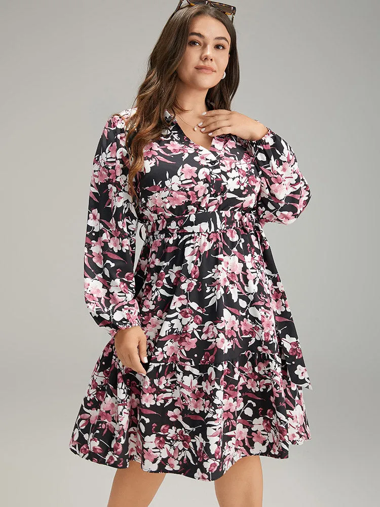 Floral Print Belted Shirt Collar Dress sold by Bloomchic