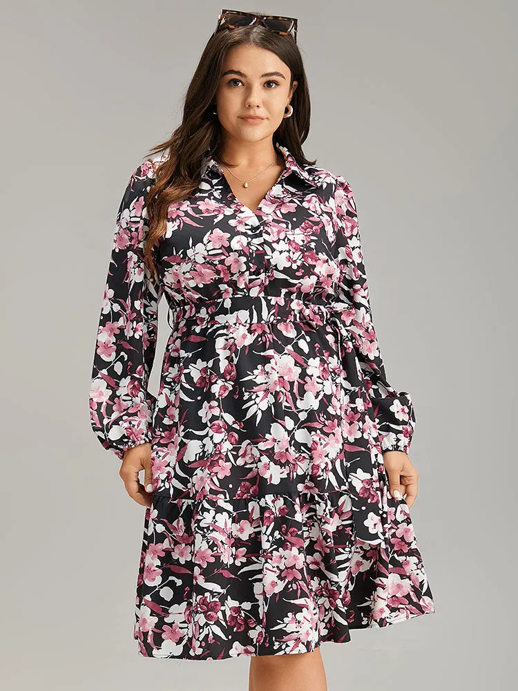 Floral Print Belted Shirt Collar Dress sold by Bloomchic product image thumbnail 3