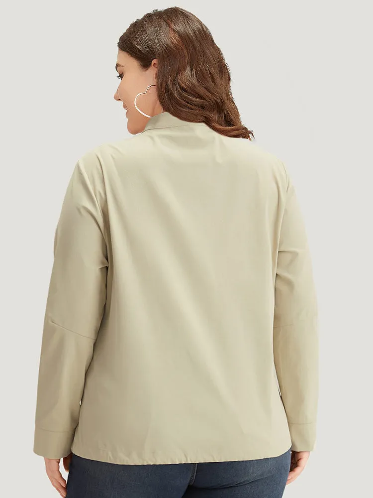 Solid Stand Collar Drawstring Flap Pocket Jacket sold by Bloomchic product image thumbnail 2