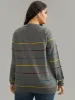Anti-Pilling Contrast Pinstripe Raglan Sleeve Pullover sold by Bloomchic