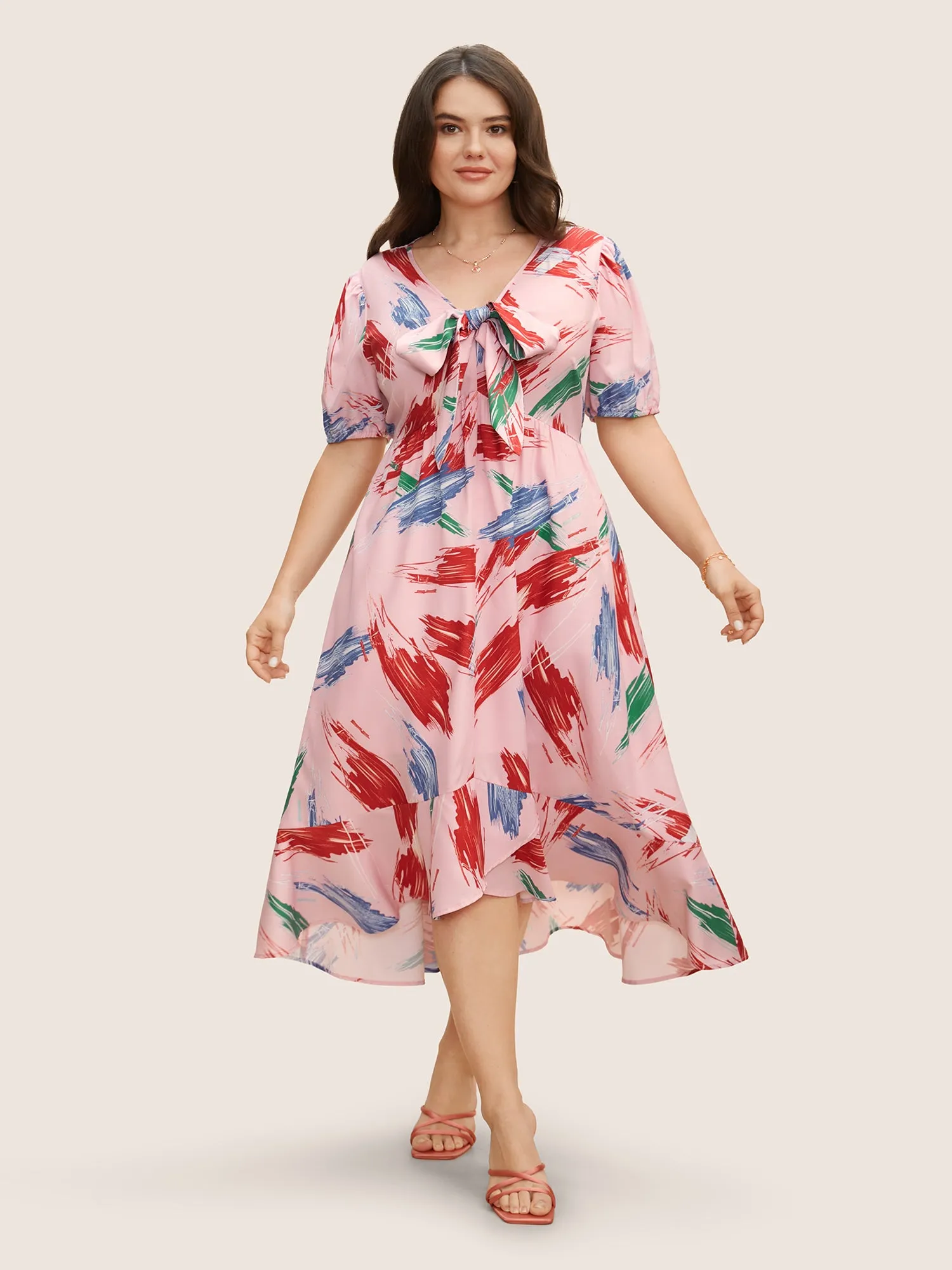 Chiffon Floral Tiered Ruffles Split Hem Dress sold by Bloomchic