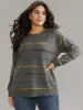 Anti-Pilling Contrast Pinstripe Raglan Sleeve Pullover sold by Bloomchic