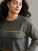 Anti-Pilling Contrast Pinstripe Raglan Sleeve Pullover sold by Bloomchic