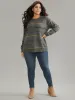 Anti-Pilling Contrast Pinstripe Raglan Sleeve Pullover sold by Bloomchic