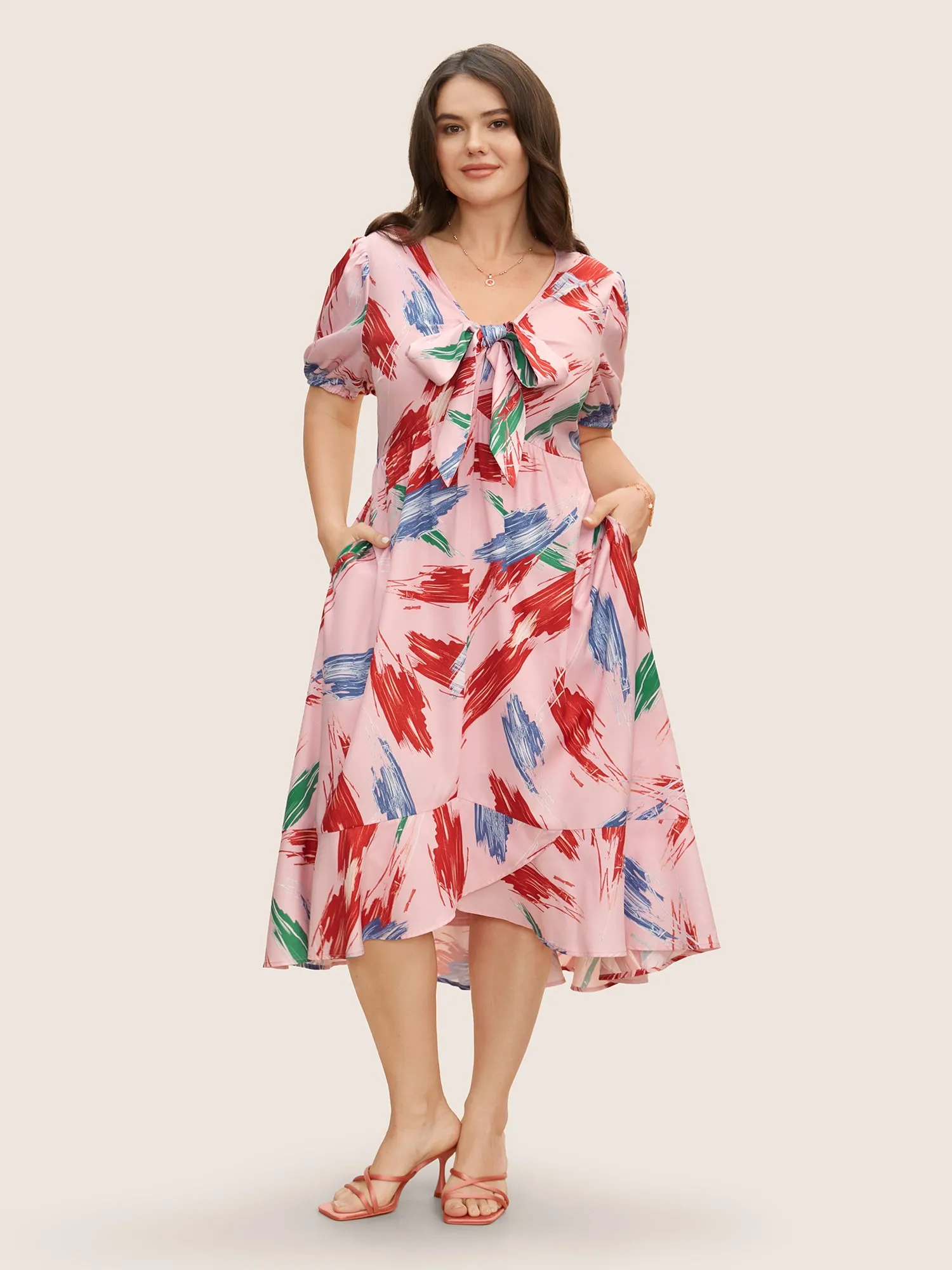 Chiffon Floral Tiered Ruffles Split Hem Dress sold by Bloomchic product image thumbnail 2