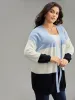 Supersoft Essentials Colorblock Contrast Open Front Cardigan sold by Bloomchic