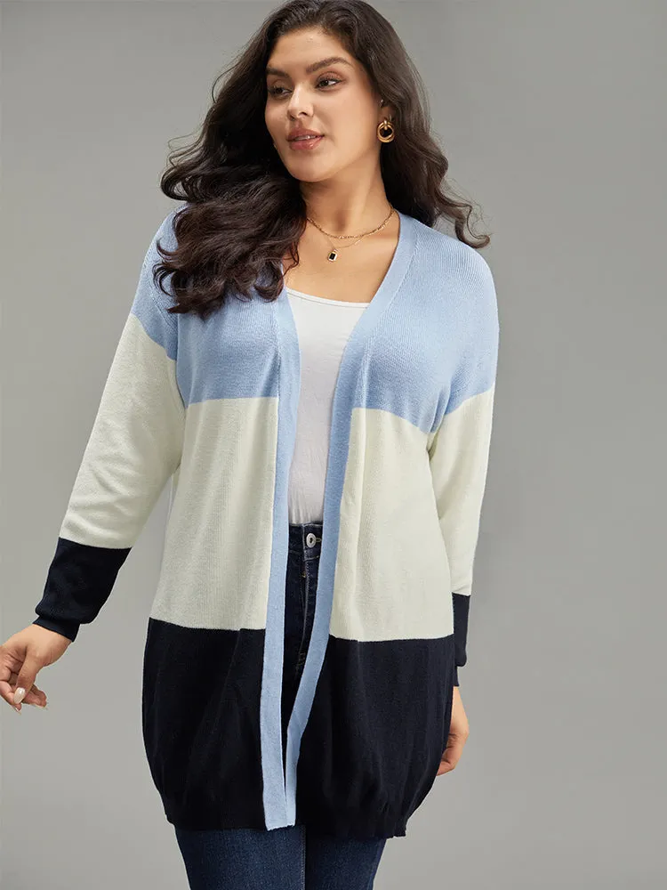 Supersoft Essentials Colorblock Contrast Open Front Cardigan sold by Bloomchic