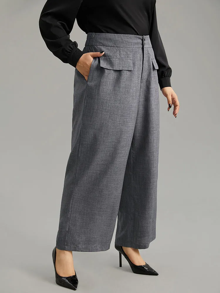 Textured Button Up Flap Detail Wide Leg Pants sold by Bloomchic product image thumbnail 3