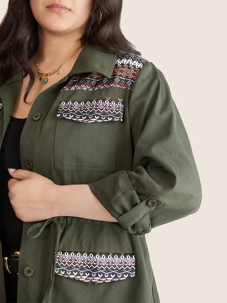 Bandana Geometric Tab Sleeve Drawstring Jacket sold by Bloomchic product image thumbnail 5