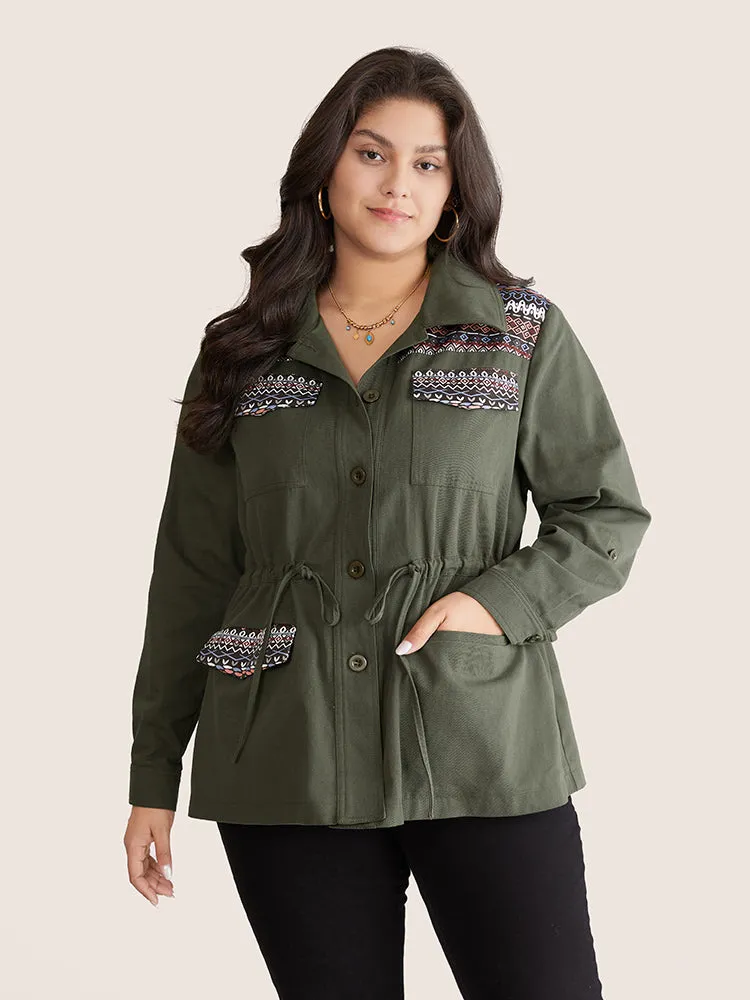 Bandana Geometric Tab Sleeve Drawstring Jacket sold by Bloomchic product image thumbnail 3