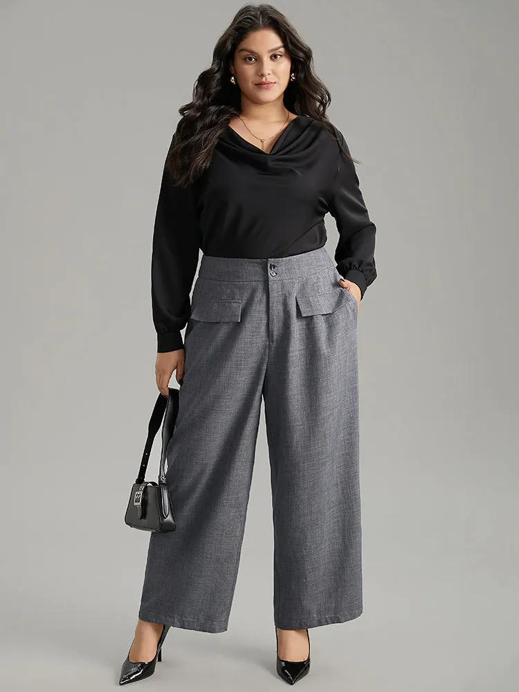Textured Button Up Flap Detail Wide Leg Pants sold by Bloomchic product image thumbnail 4