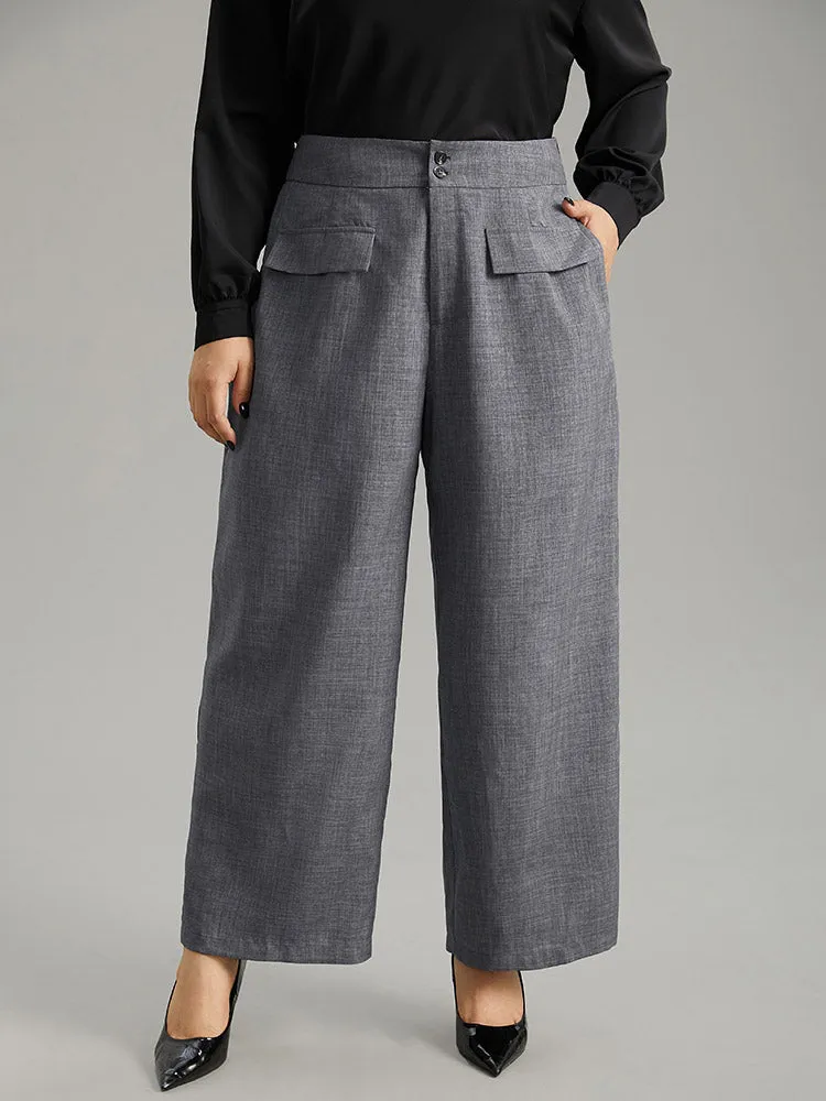 Textured Button Up Flap Detail Wide Leg Pants sold by Bloomchic