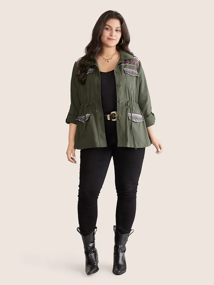 Bandana Geometric Tab Sleeve Drawstring Jacket sold by Bloomchic product image thumbnail 4