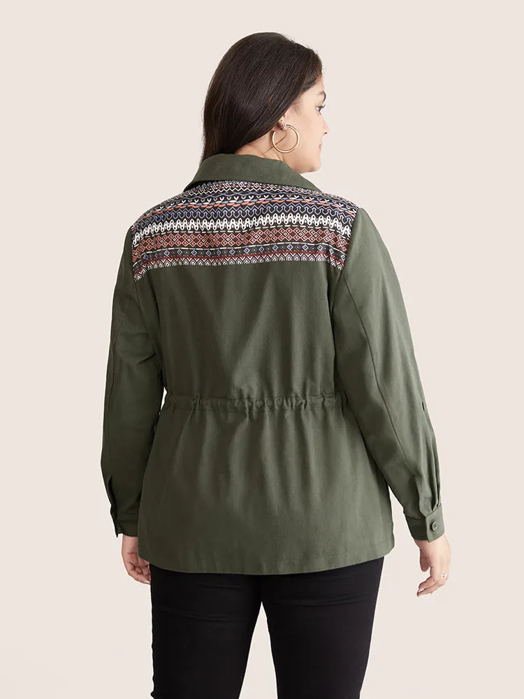 Bandana Geometric Tab Sleeve Drawstring Jacket sold by Bloomchic product image thumbnail 2