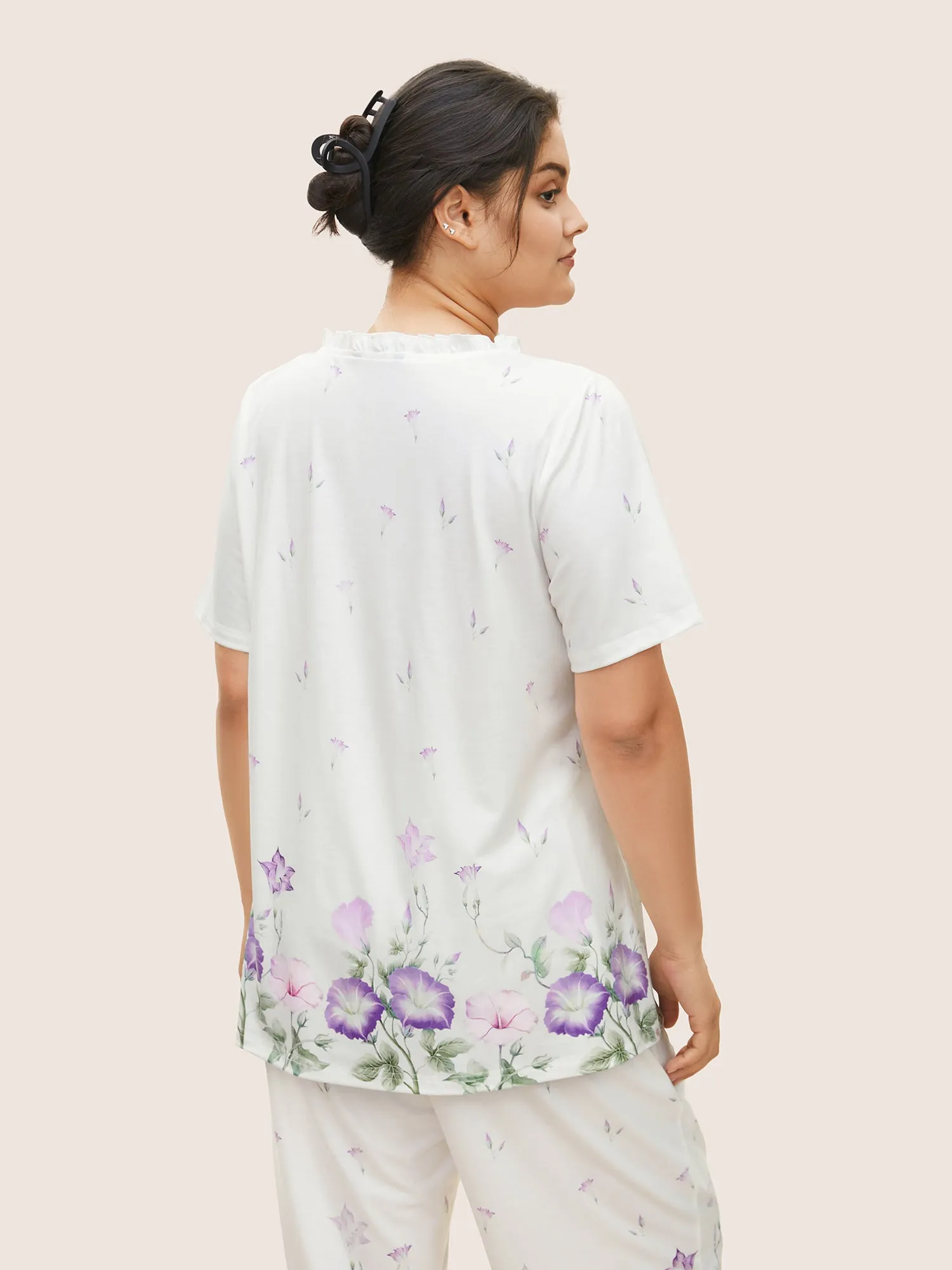 Floral Pleated Button Detail Loungewear Set sold by Bloomchic product image thumbnail 5